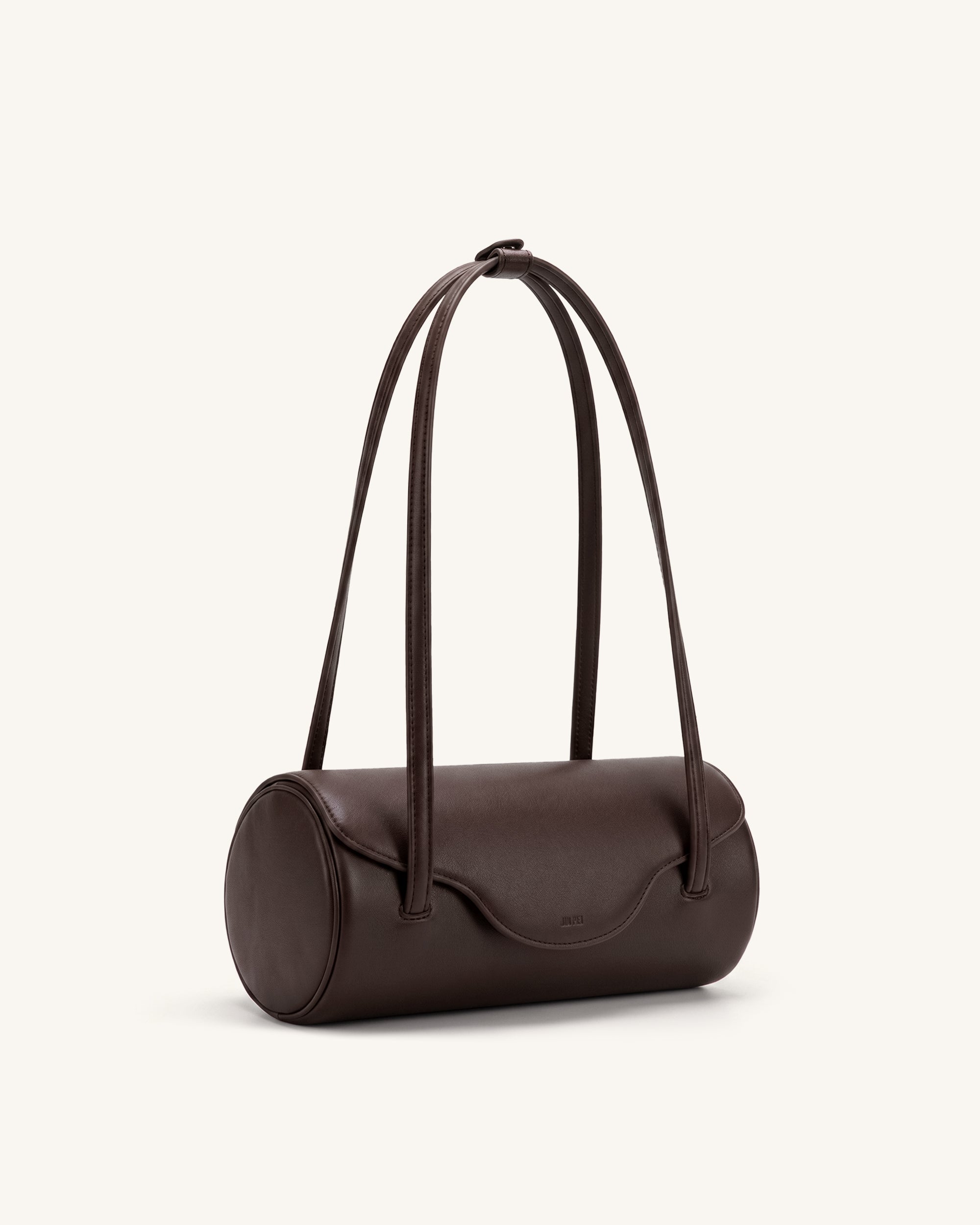 Solenne Barrel Shoulder Bag - Dark Brown