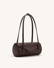Solenne Barrel Shoulder Bag - Dark Brown