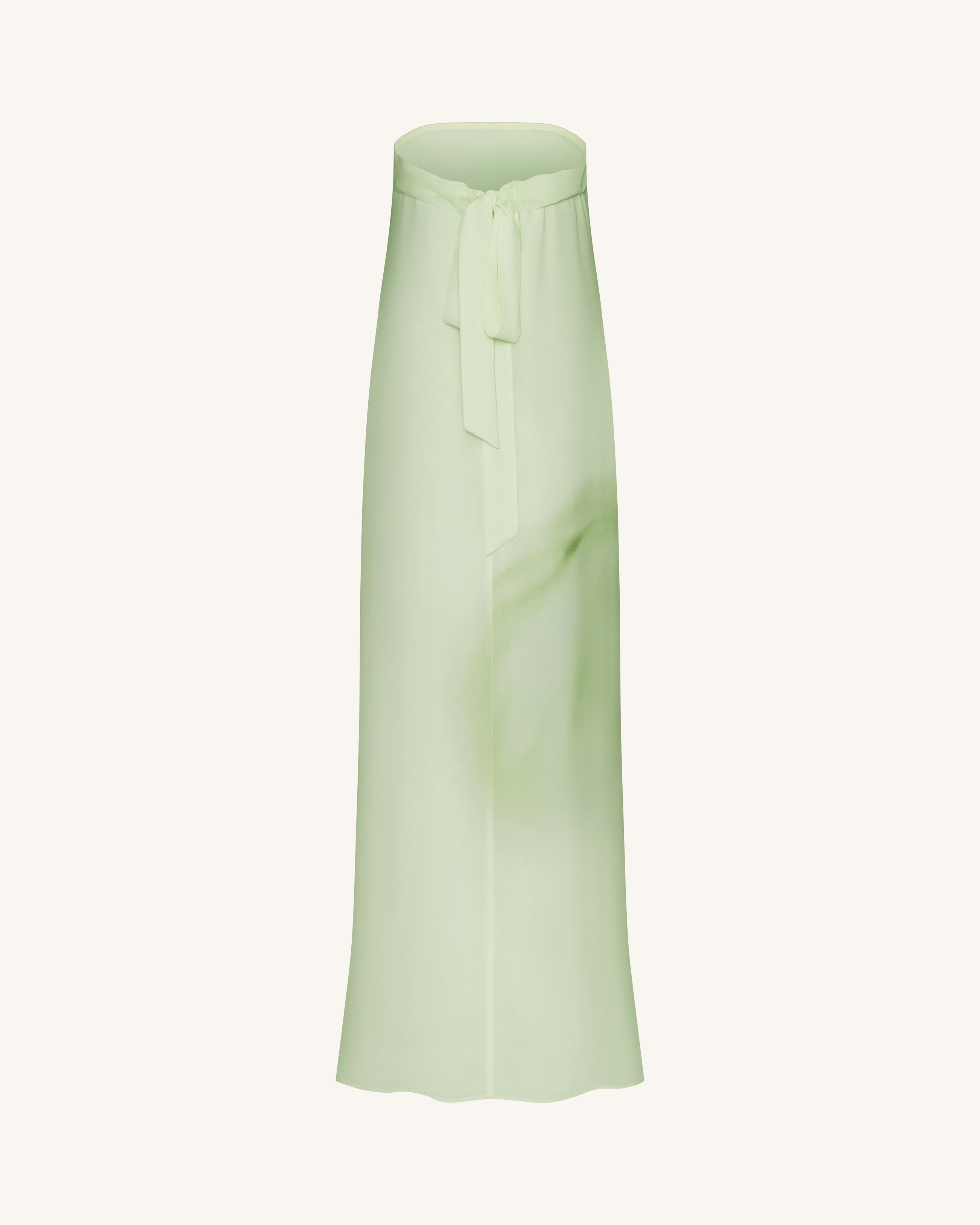Watercolor Floral Print Strapless Maxi Dress - Green