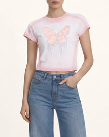 The Pixie Drip Butterfly Tee - Peach Sorbet