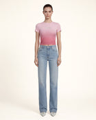 The Aura Rhinestone Logo Tee - Rose Sunset