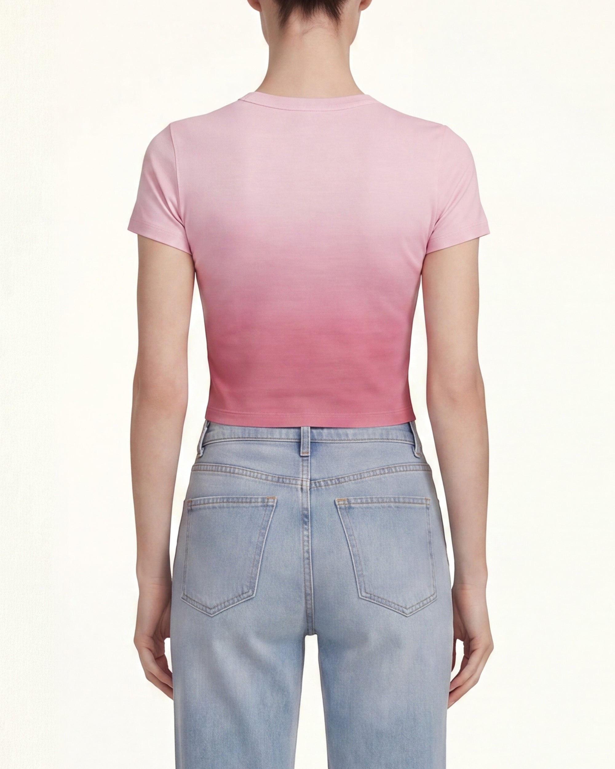 The Aura Rhinestone Logo Tee - Rose Sunset