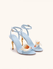 Alivia Calla Lily Gold Metal Heel Sandals - Blue