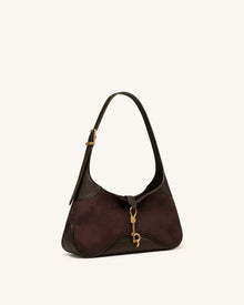 Juliette Key Charm East-West Shoulder Bag - Dark Brown