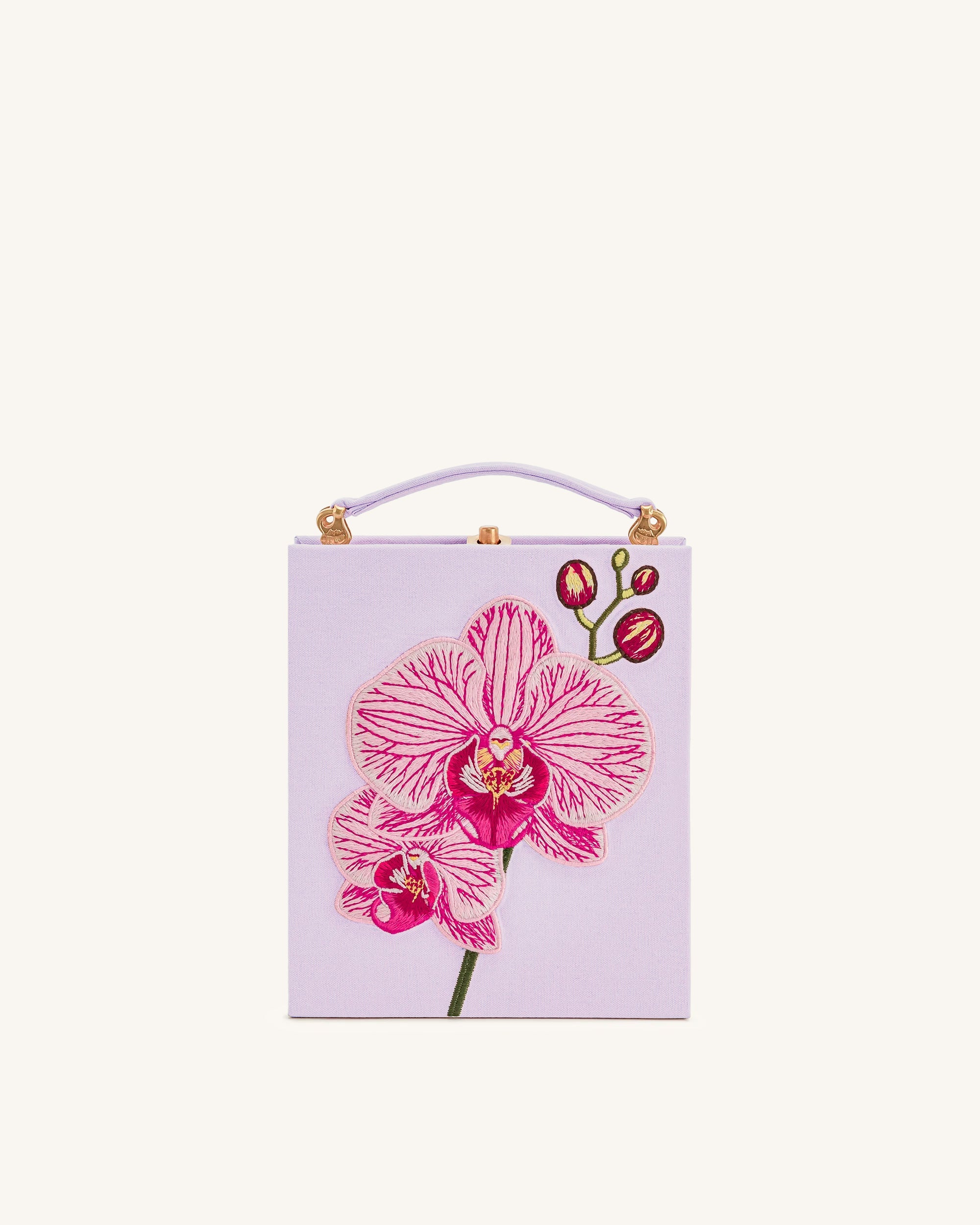 Taya Orchid Motif Book Shape Clutch Bag - Purple