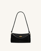 Lucia Asymmetric Flap Shoulder Bag - Black