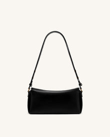Lucia Asymmetric Flap Shoulder Bag - Black