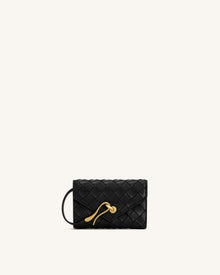 Celeste Woven Textured Envelope Wallet - Black
