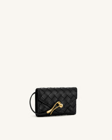 Celeste Woven Textured Envelope Wallet - Black