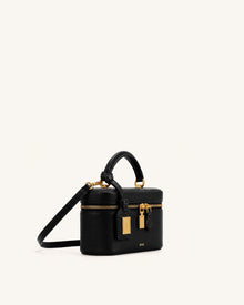 Cleo Box Shape Top Handle Bag - Ink Black