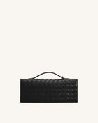 Celeste Woven Textured Envelope Top Handle Bag - Black