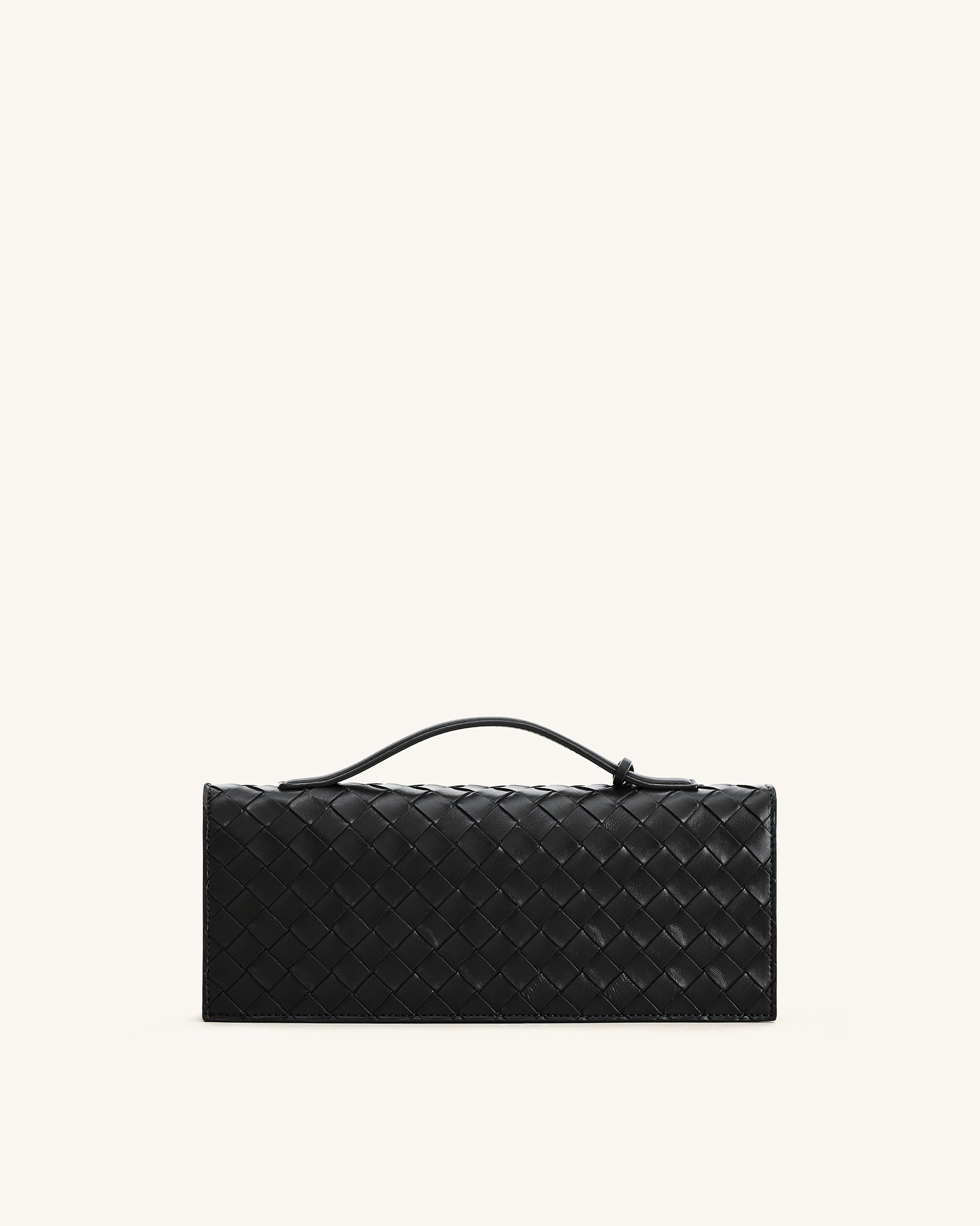 Celeste Woven Textured Envelope Top Handle Bag - Black