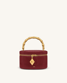 Natalie Metal Geometric Pendant Handle Bag - Burgundy