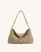 Jayla Faux Suede Metal Pendant Embellished Shoulder Bag - Grey