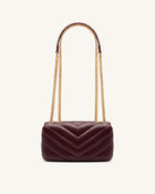 Riley Dachshund Quilted Flap Shoulder Bag - Deep Burgundy