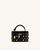 Cleo Studded Box Shape Top Handle Bag - Black