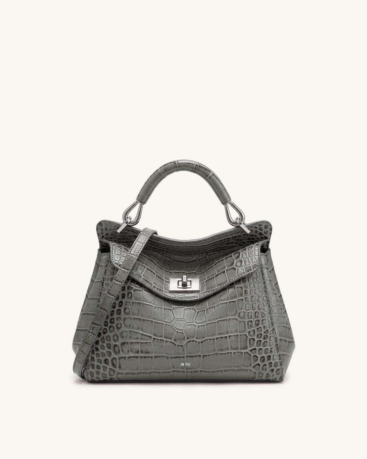 Lucia Classic Top Handle Bag - Grey Croc