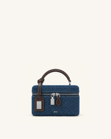 Cleo Box Shape Top Handle Bag - Dark Blue Denim