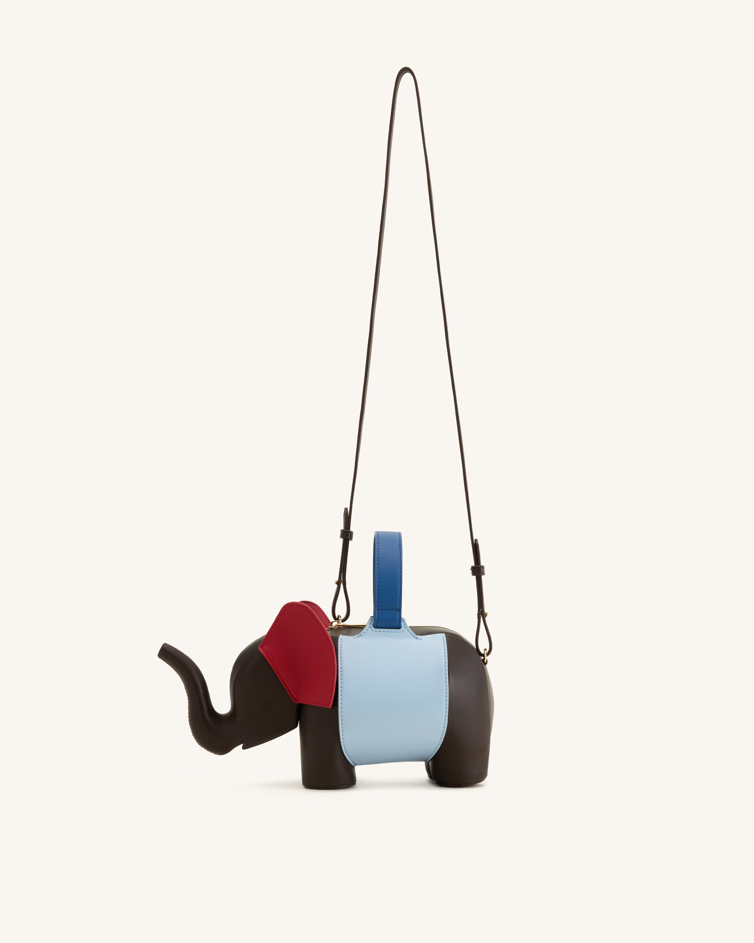 Claire Elephant Shaped Handbag - Dark Brown/Blue