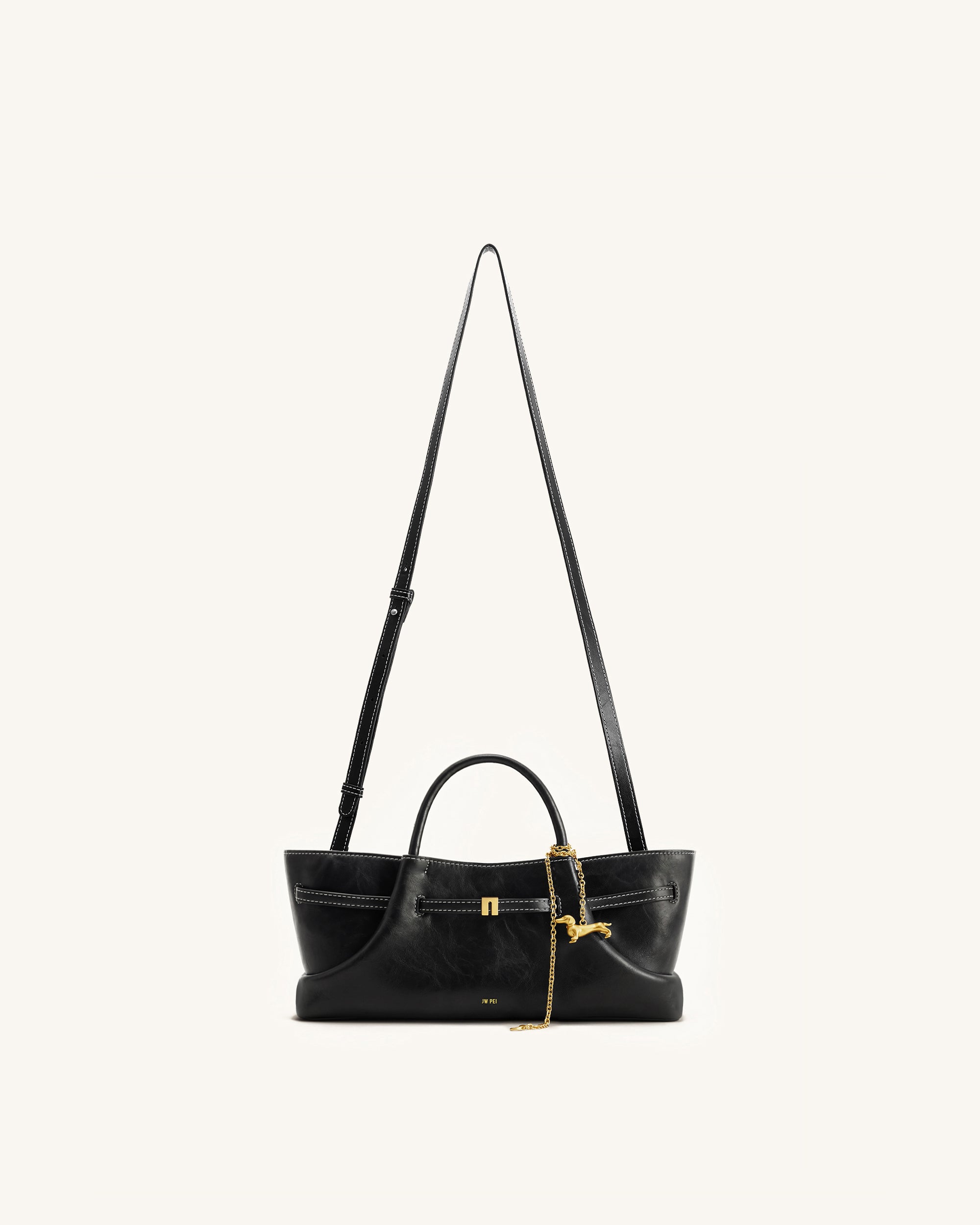 Maeve Dachshund Metal Charm Tote Bag - Black