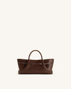 Maeve Dachshund Metal Charm Tote Bag - Dark Brown