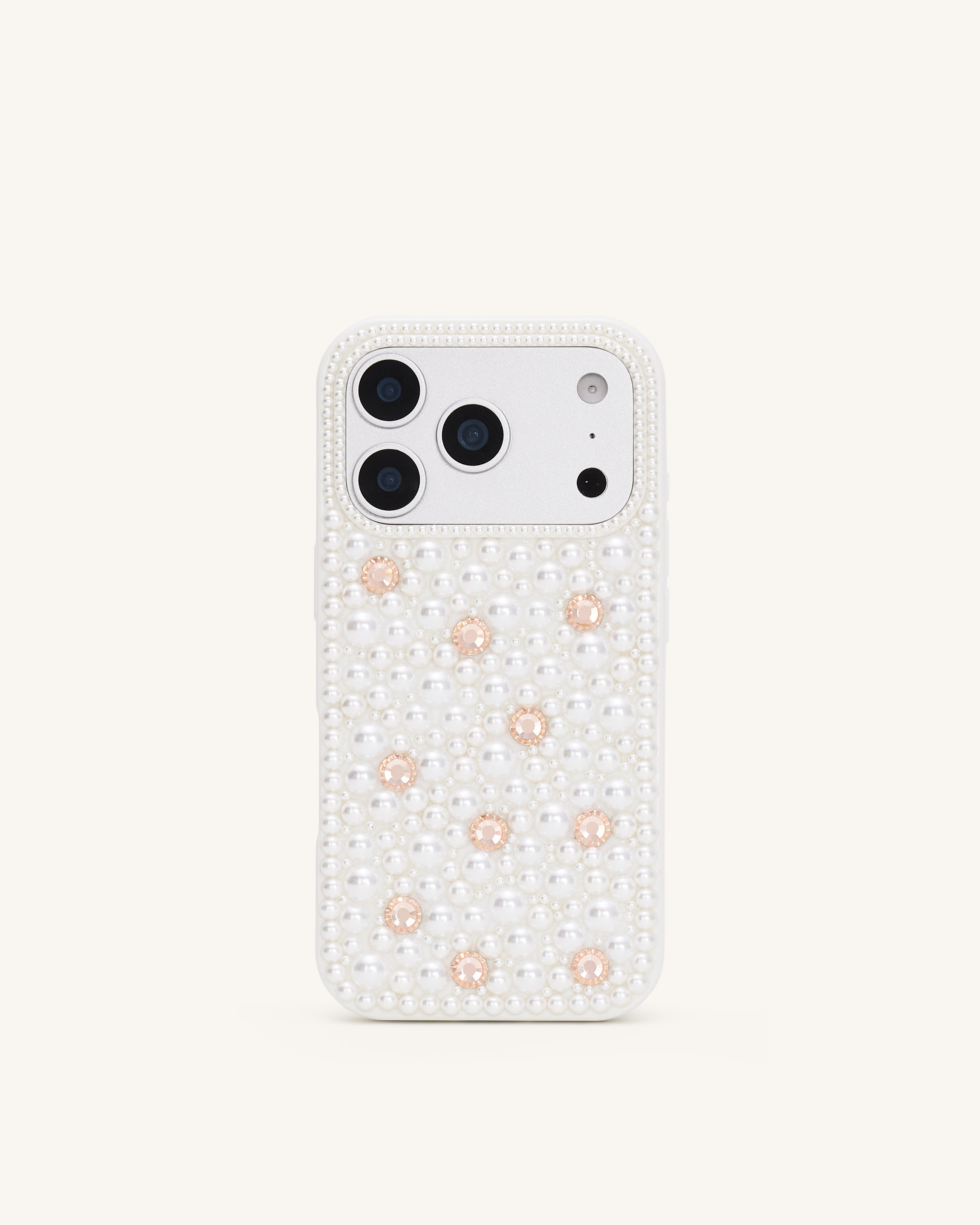 Pearl Embellished Phone Case - White
