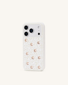 Pearl Embellished Phone Case - White