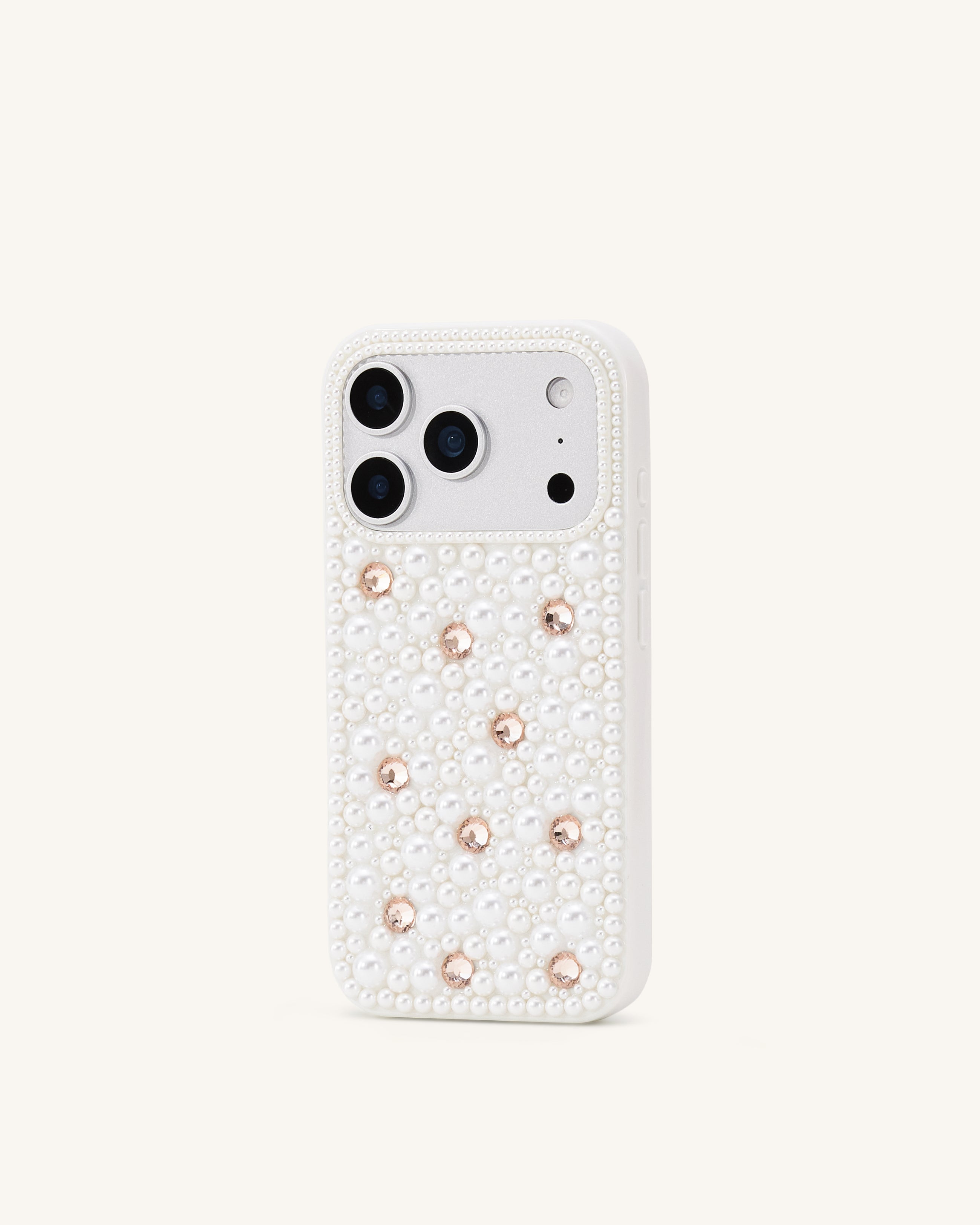 Pearl Embellished Phone Case - White