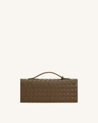 Celeste Woven Textured Envelope Top Handle Bag - Mocha Brown