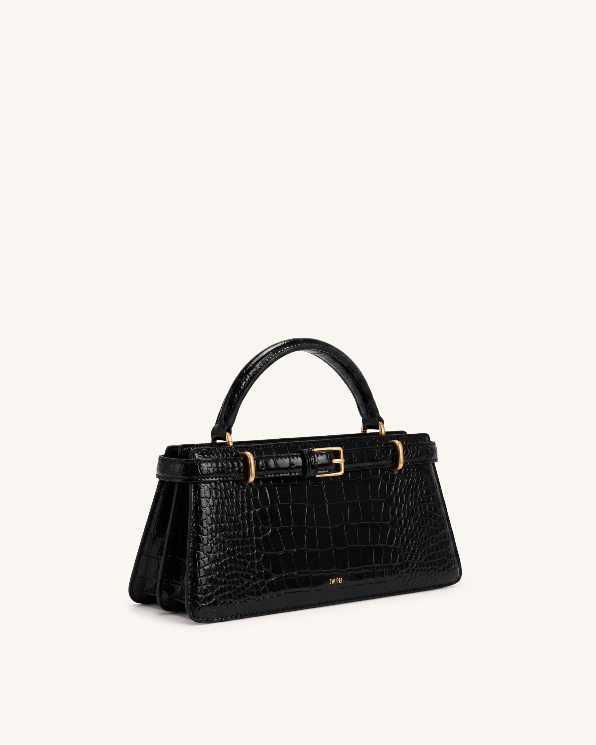 Elena Classic Top Handle Bag - Black Croc