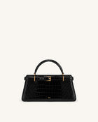 Elena Classic Top Handle Bag - Black Croc