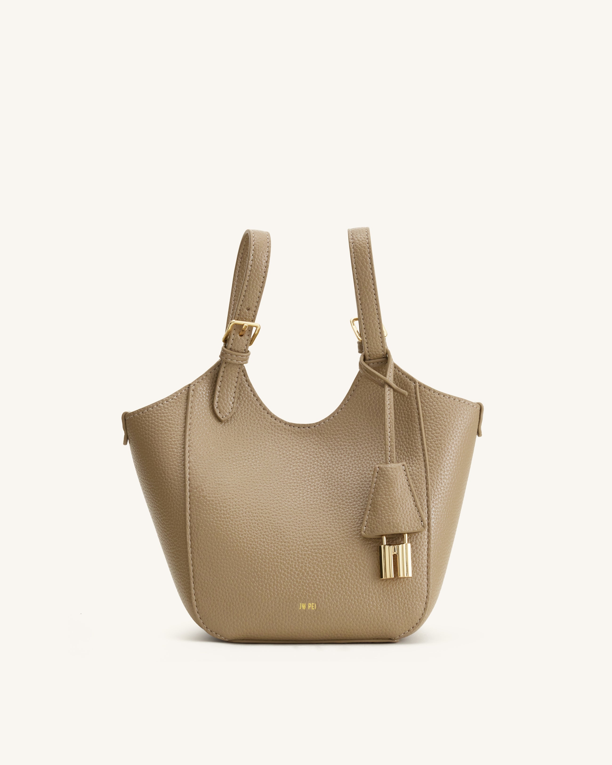 Ines Padlock Tote Bag - Gray Beige