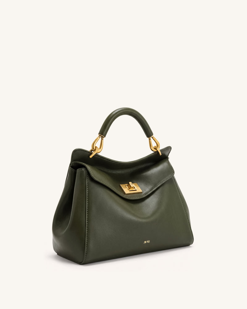 Lucia Classic Top Handle Bag - Dark Olive Green