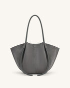 Nala Faux Suede Wide Tote Bag - Dark Gray