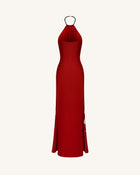 Iris Floral Print Halter Maxi Dress - Ruby
