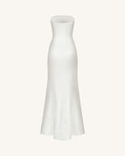 Strapless Floral Polyester Dress - White