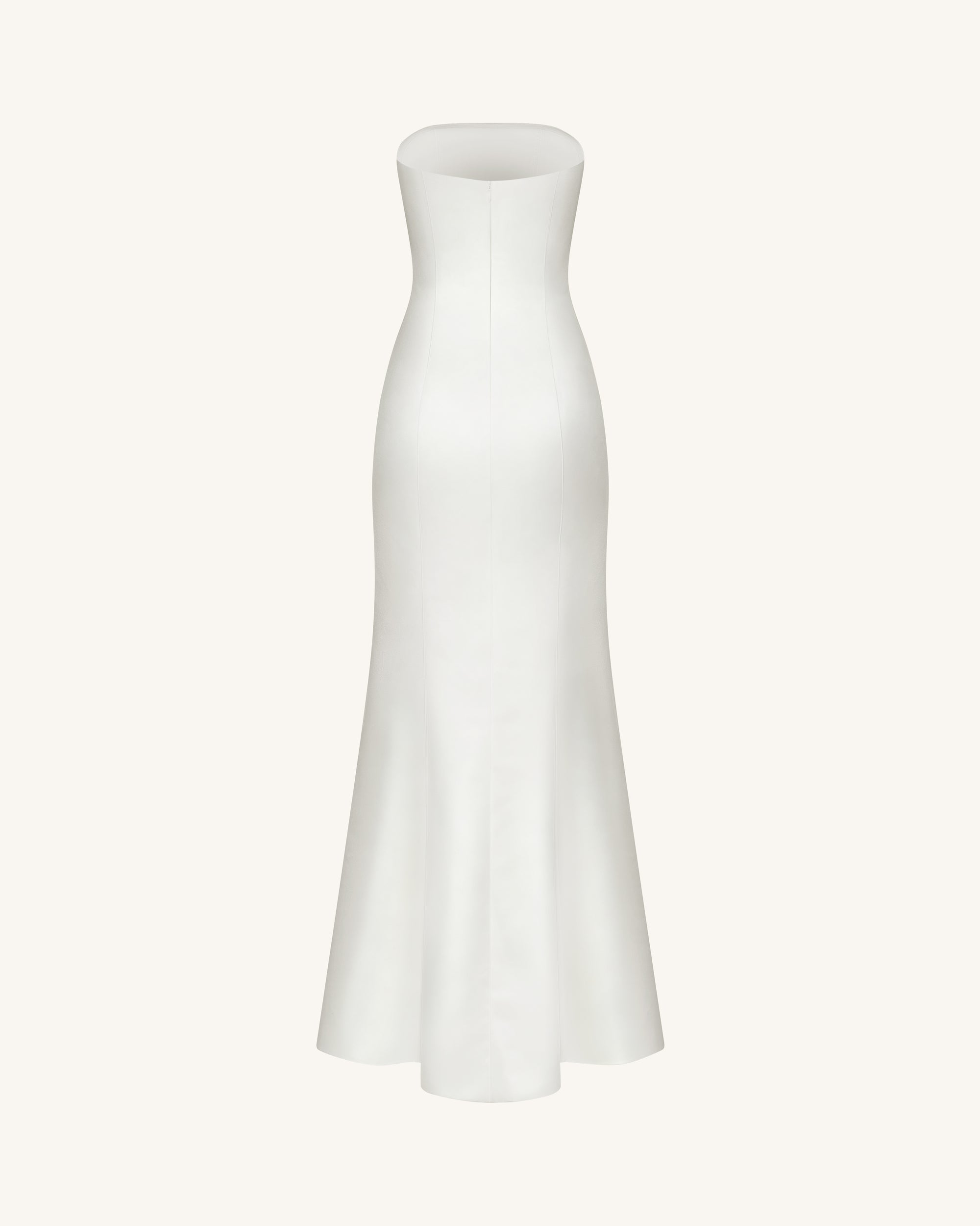 Strapless Floral Polyester Dress - White