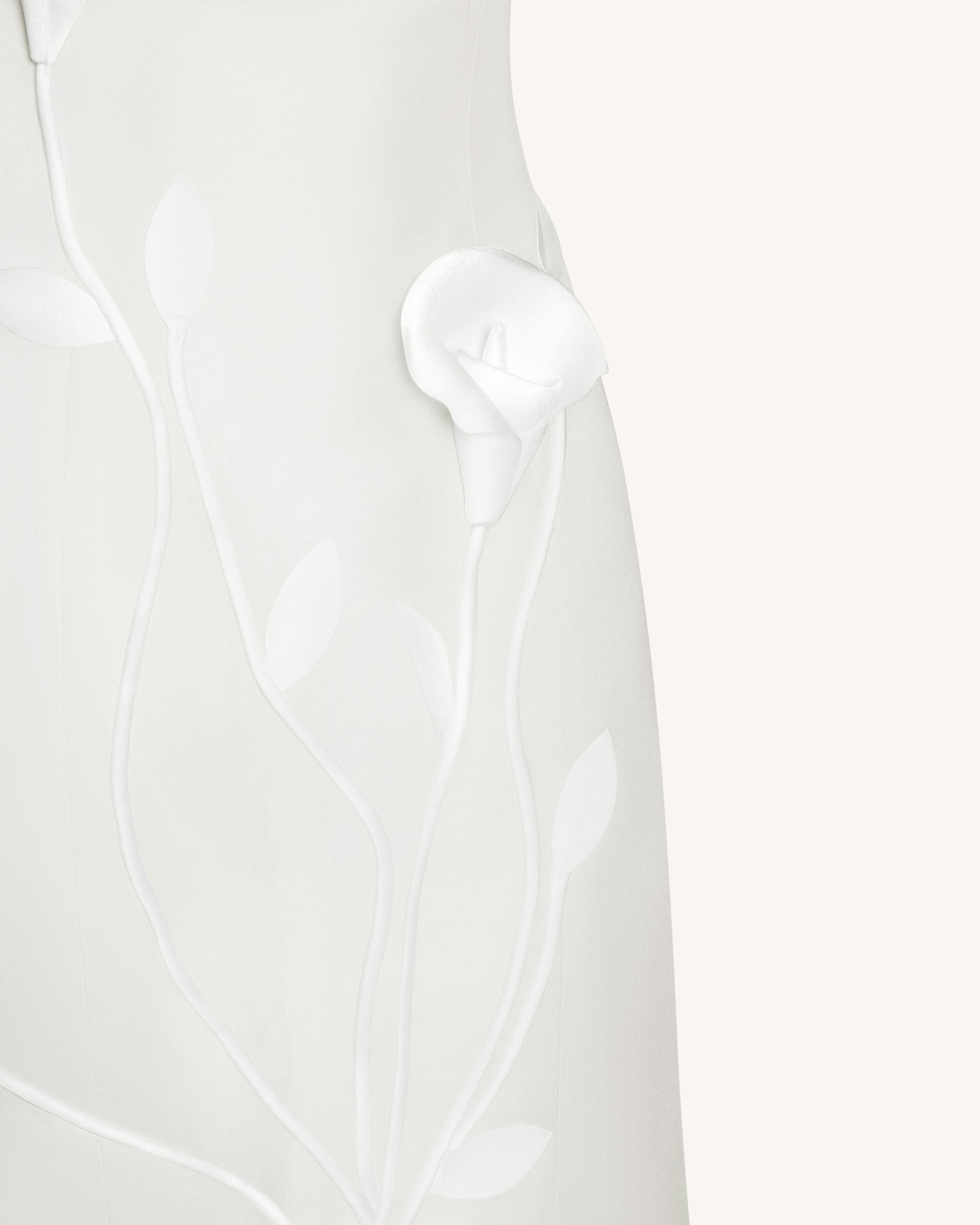 Strapless Floral Polyester Dress - White