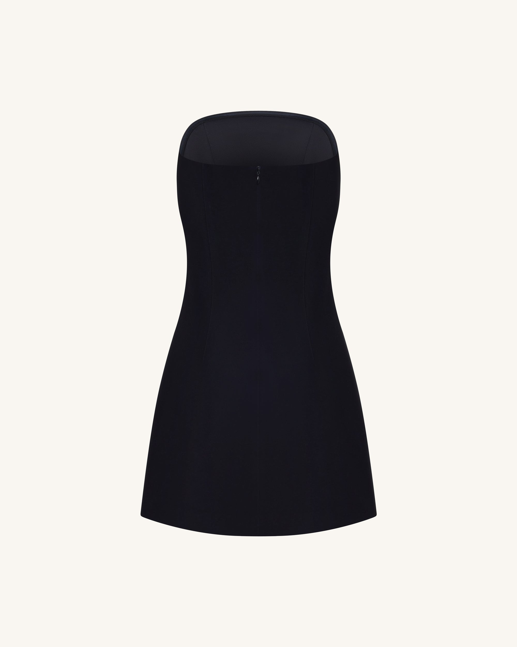 Strapless Floral Appliqué Dress - Black