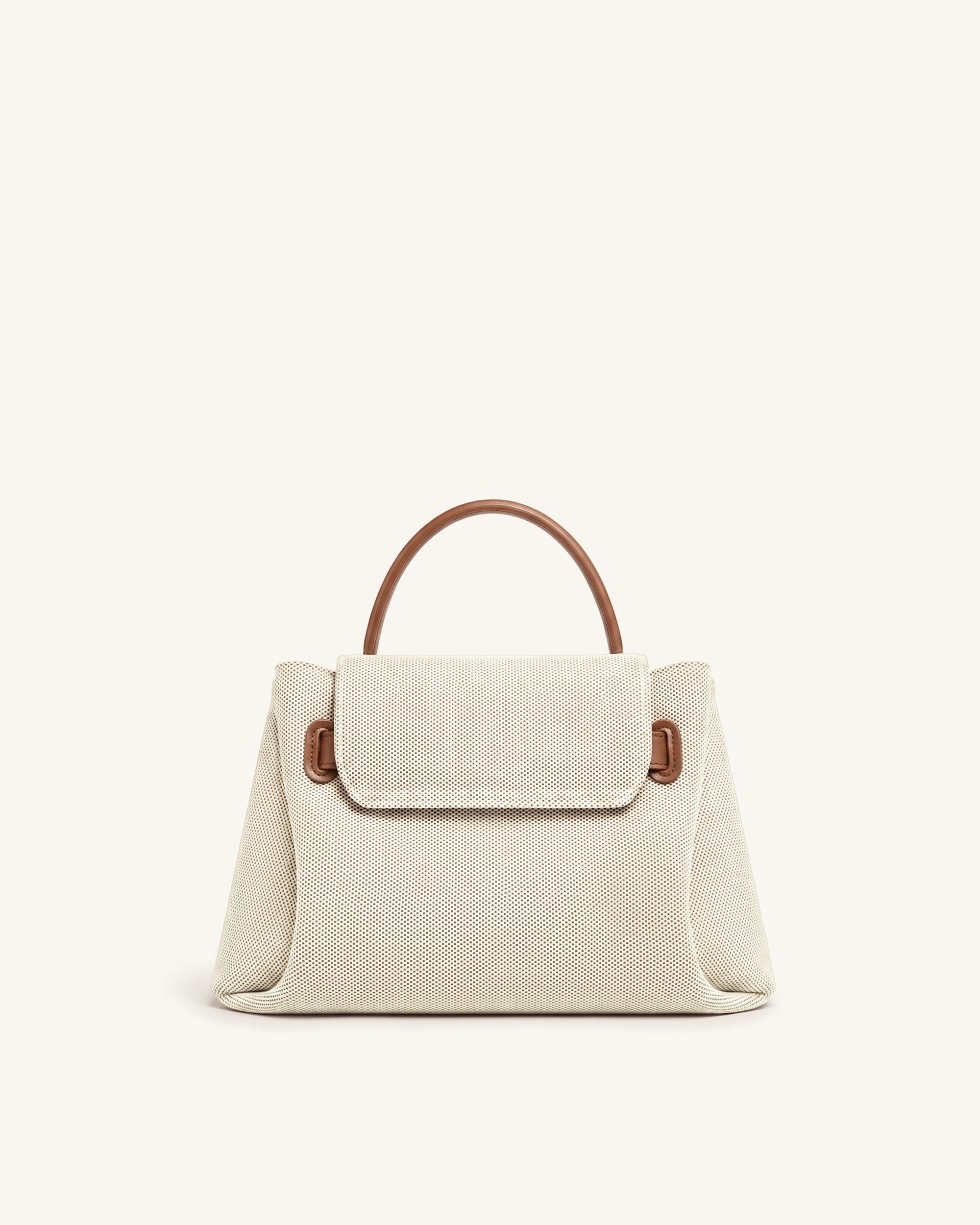 Rhea Small Double Buckle Shoulder Bag - Brown Canvas