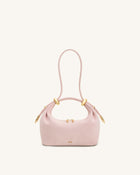 Ellie Faux Suede Metal Ring Embellished Top Handle Bag - Pink