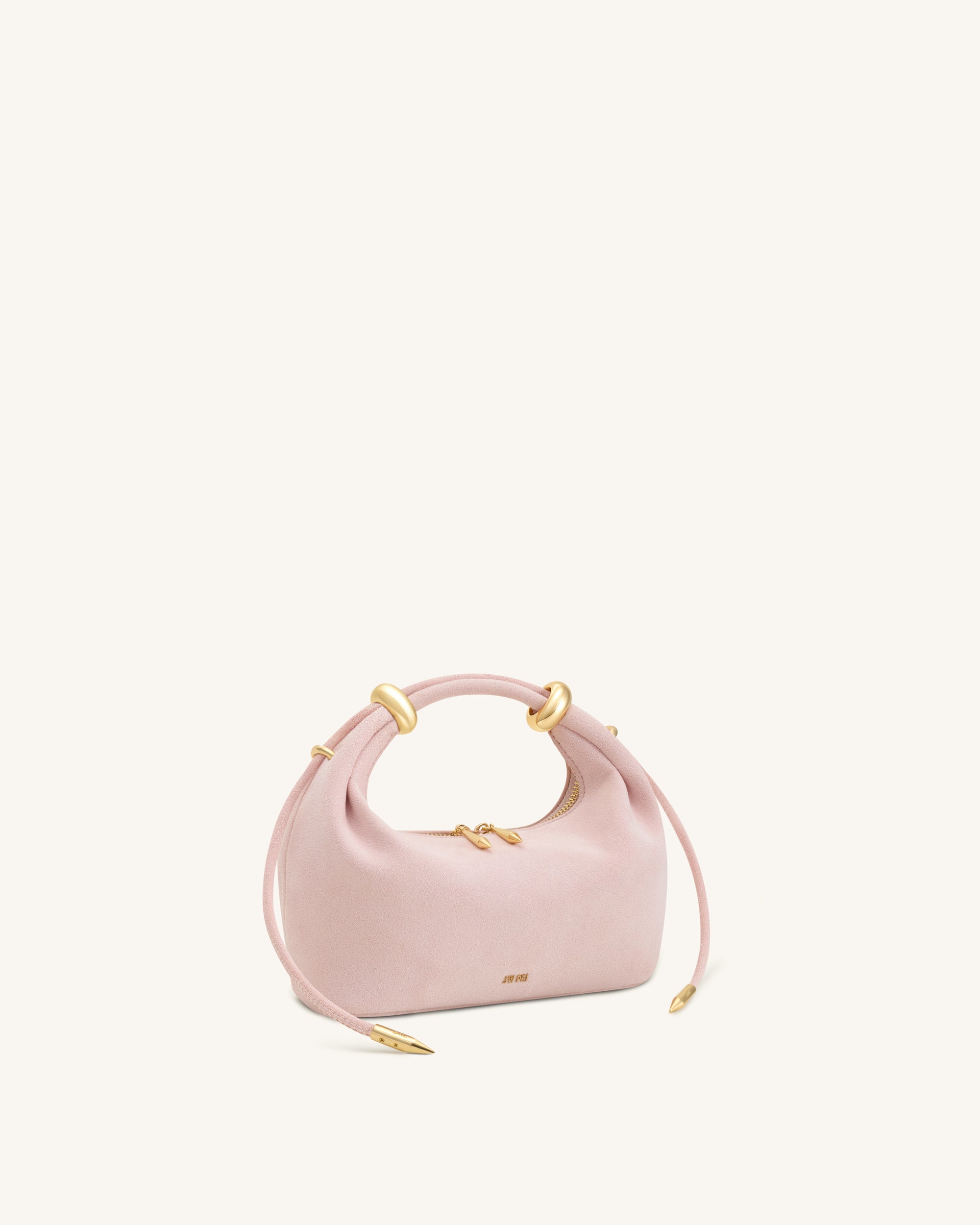 Ellie Faux Suede Metal Ring Embellished Top Handle Bag - Pink