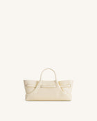 Maeve Dachshund Metal Charm Tote Bag - Ivory Croc