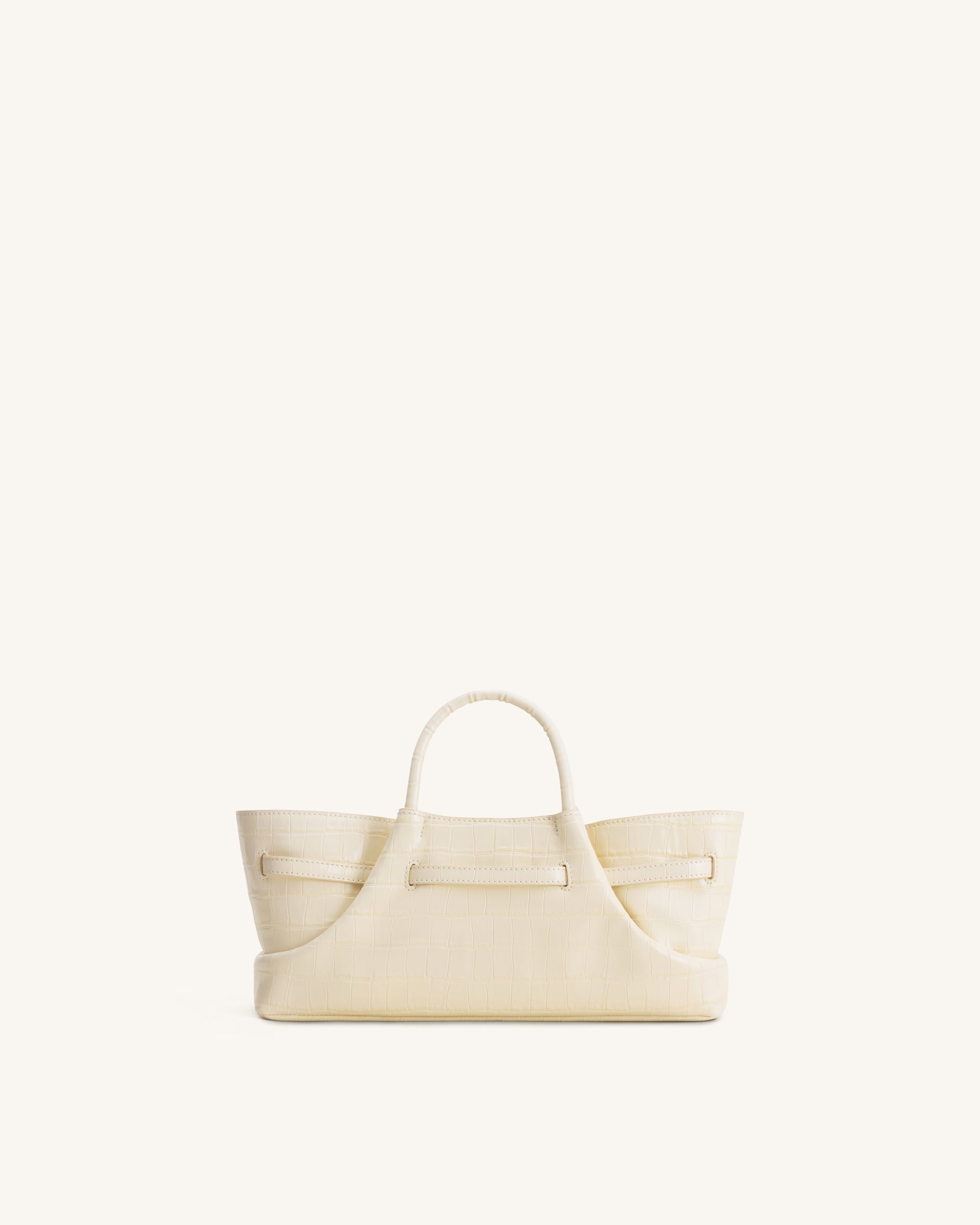 Maeve Dachshund Metal Charm Tote Bag - Ivory Croc