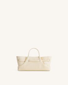 Maeve Dachshund Metal Charm Tote Bag - Ivory Croc