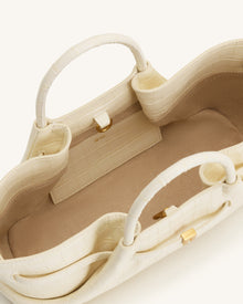 Maeve Dachshund Metal Charm Tote Bag - Ivory Croc