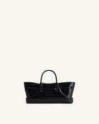 Maeve Dachshund Metal Charm Tote Bag - Black Croc
