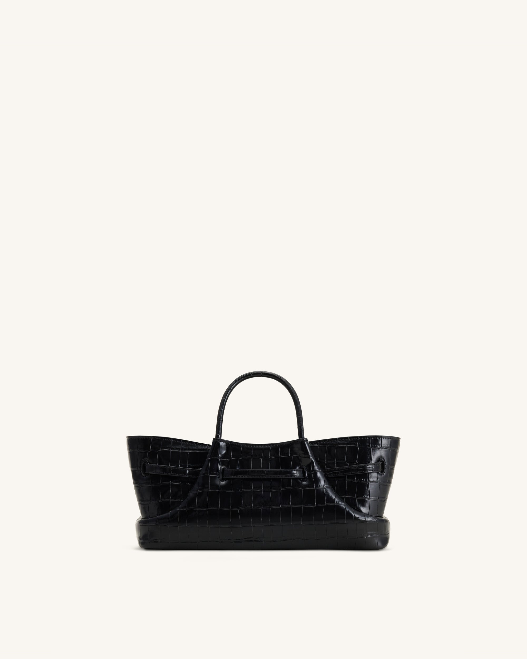 Maeve Dachshund Metal Charm Tote Bag - Black Croc