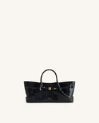 Maeve Dachshund Metal Charm Tote Bag - Black Croc