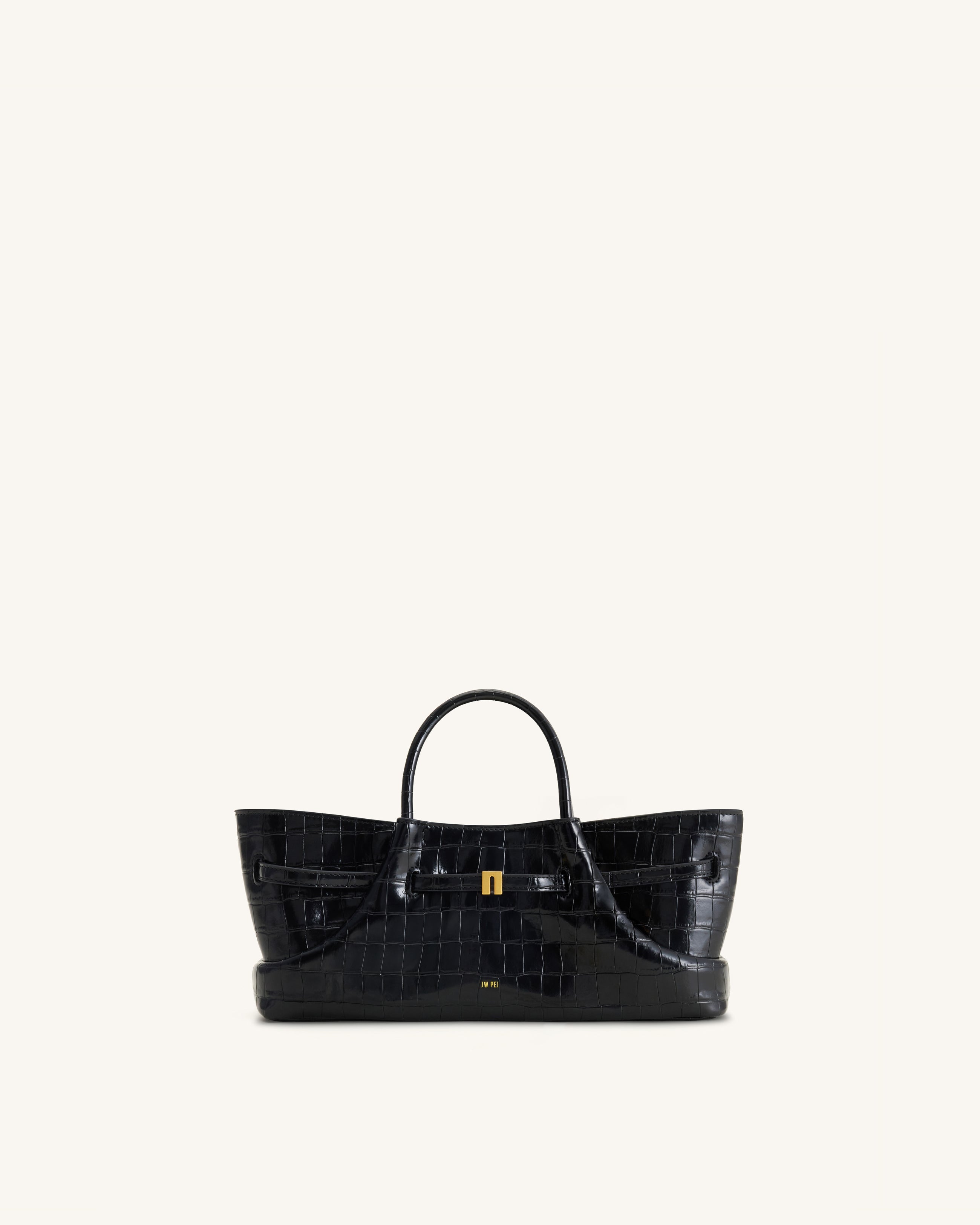 Maeve Dachshund Metal Charm Tote Bag - Black Croc